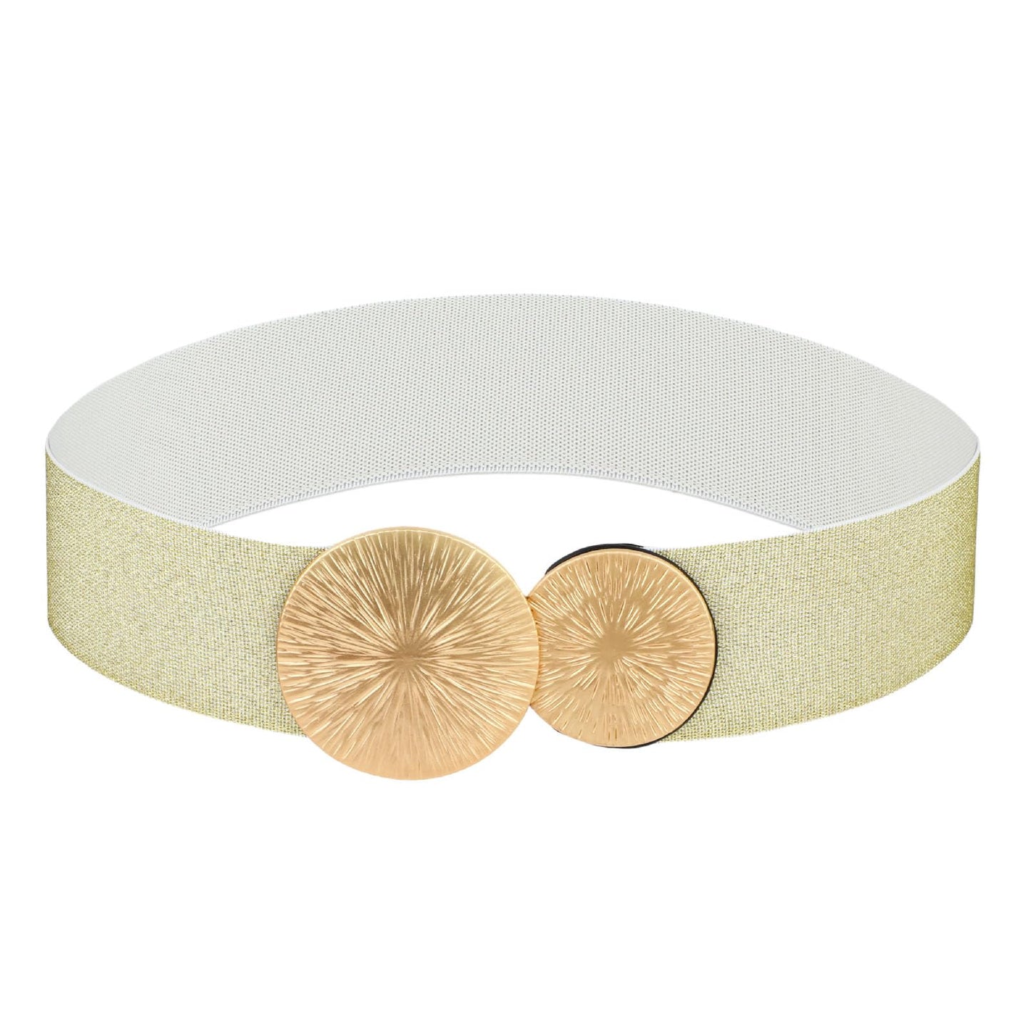 TIESOME Vintage Elastic O-Ring Wide Belt for Women, Stretchy Retro Cinch Waist Belts Gold Buckle Waistband for Dresses (C)