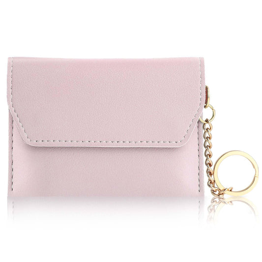 Andibro Leather Card Holder, Handmade Vintage Coin Purse Slim Business Card Case with Metal Keychain Pocket Card Organizer(Purple)
