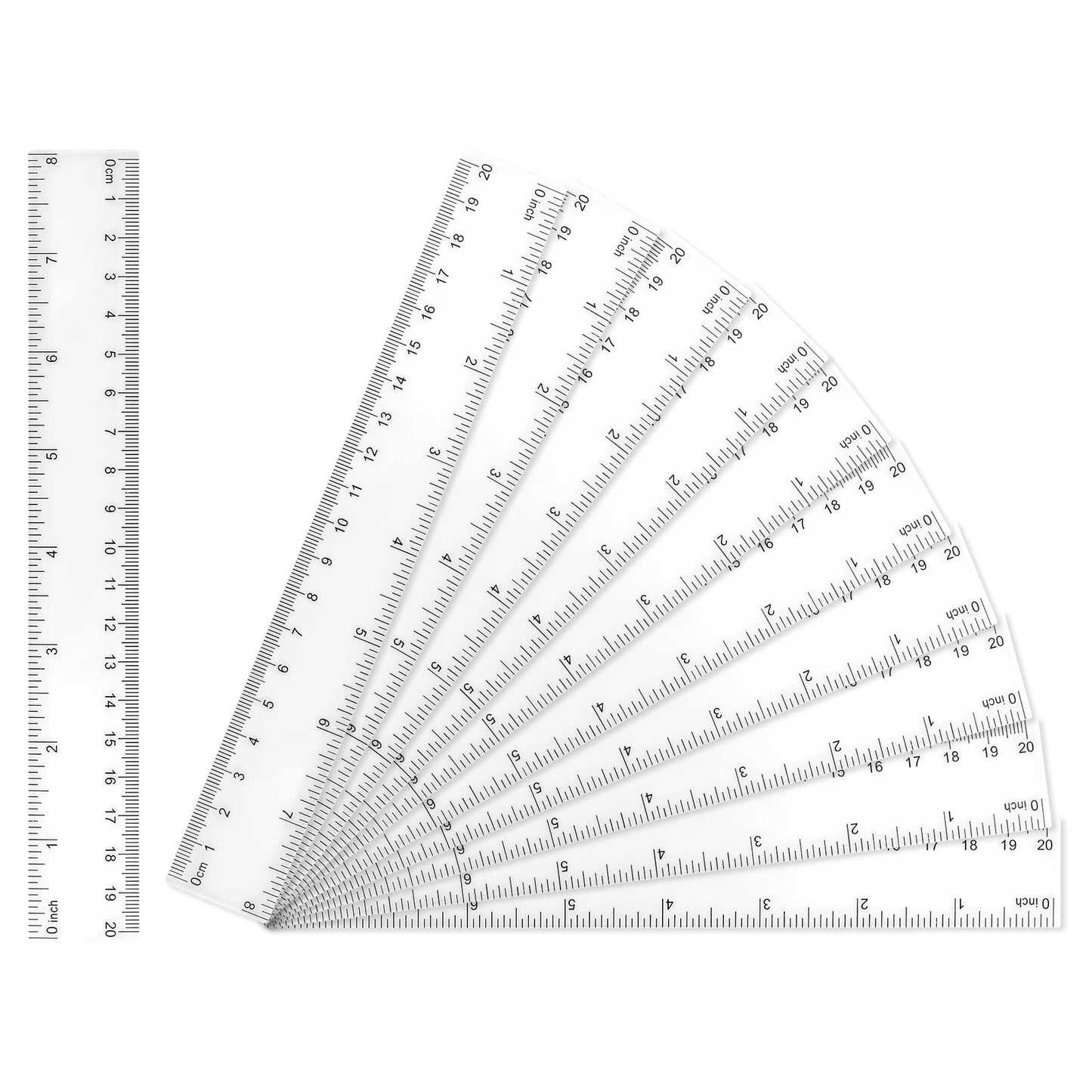 cobee Plastic Clear Rulers, 10 Pcs 8 Inch Transparent Straight Ruler with Inches/Centimeters Mini Shatterproof Rulers Measuring Tool for Kids Students School Classroom Office Supplies
