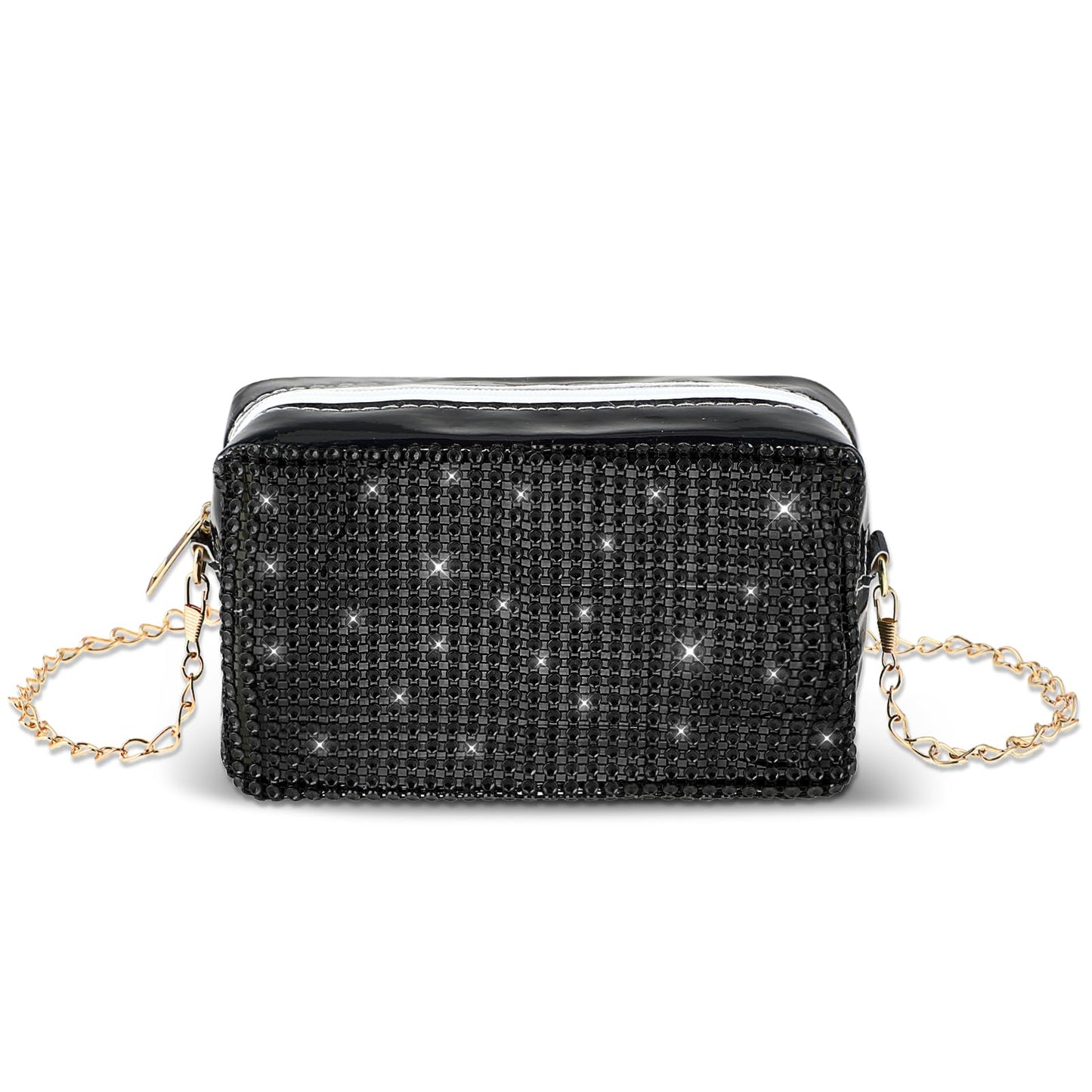 simarro Bling Evening Handbag for Women, Sparkly Rhinestone Evening Clutch Bag Chain Shoulder Bag Lady Girl Party Shiny Crossbody Coin Bag for Prom Wedding Engagement Cocktail Party Banquet (Black)
