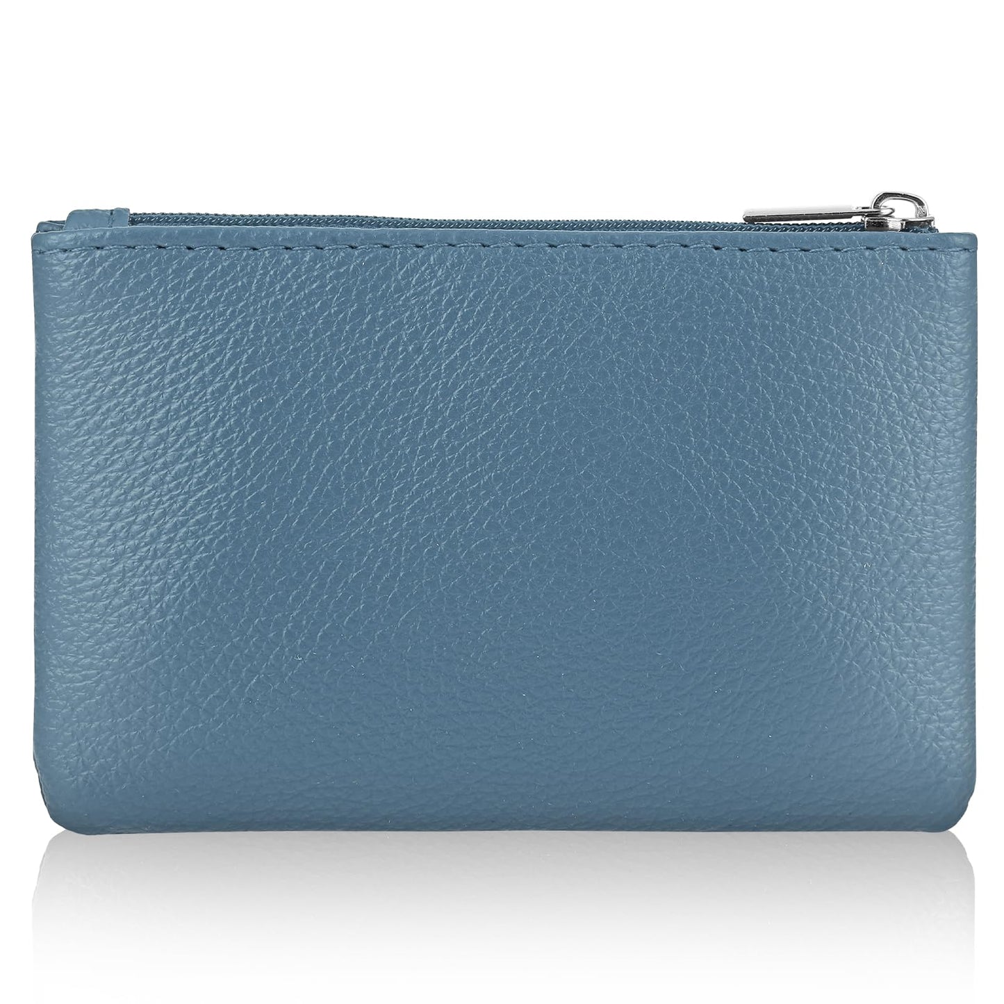 simarro RFID Blocking Coin Purse, PU Lychee Pattern Leather Zipper Coin Purse Portable Change Wallet Mini Coin Pocket Slim RFID Pouch for Men Women Credit Card ID Key Headset Lipstick (Light Blue)
