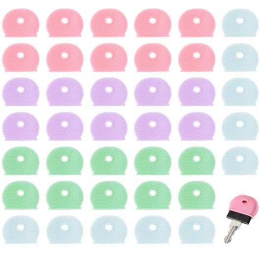 Giantree 40 Pack Colored Key Cover Caps， PVC Square Rubber Key Caps, Soft Rubber Key Identifiers Plastic Key Toppers for Standard Regular Thin Flat House Keys Easy to Identify(4 Colors)