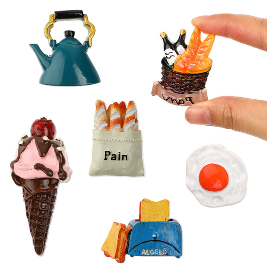 Giantree 6 Pcs Decorative Refrigerator Magnets, 3D Food Fridge Magnets Food Magnets for Fridge, Cute Resin Refrigerator Magnets Funny Creative Refrigerator Magnets Magnets for Home Decor Office