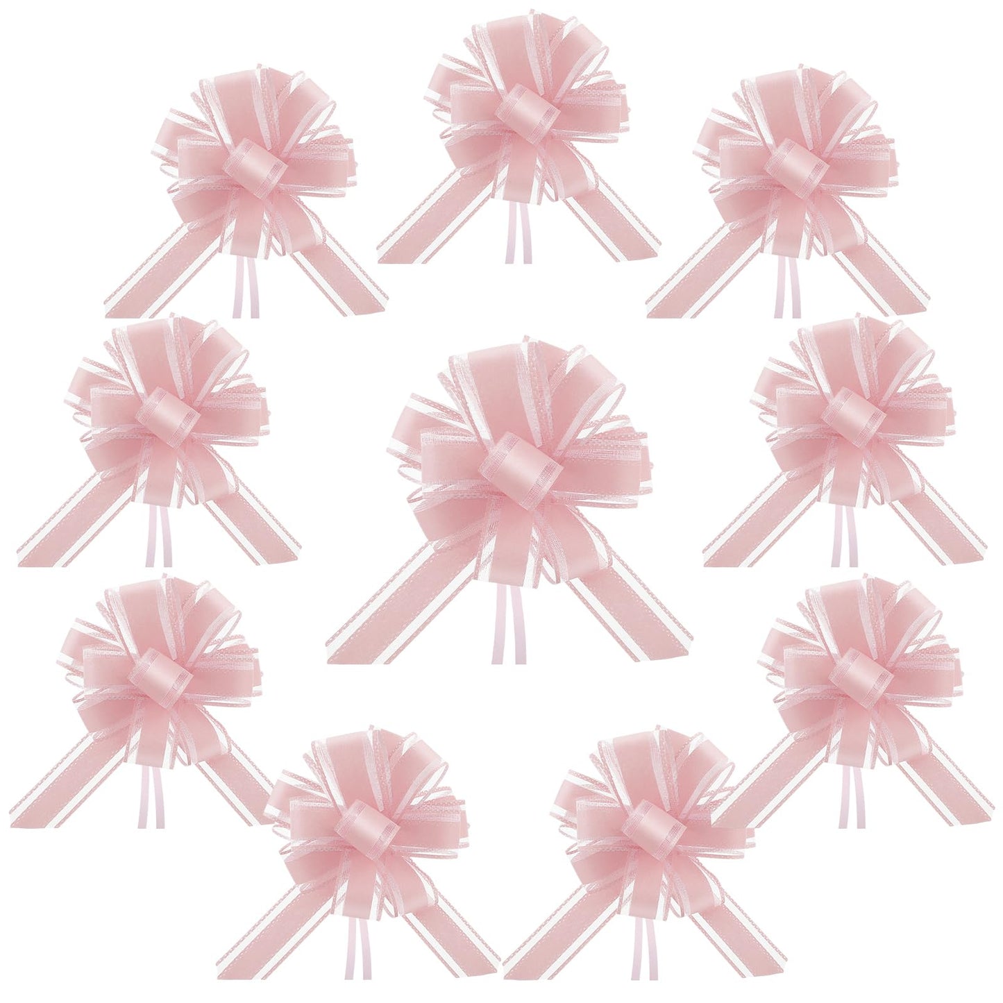 Giantree 10 Pcs Wedding Pull Bows Gift Wrapping Pull Bow, 8.7" x 7.7" Large Pull Bows for Wedding Decorations Gift Basket Boxing Day Birthday Holiday Decor Present Wrapping Florist Packaging