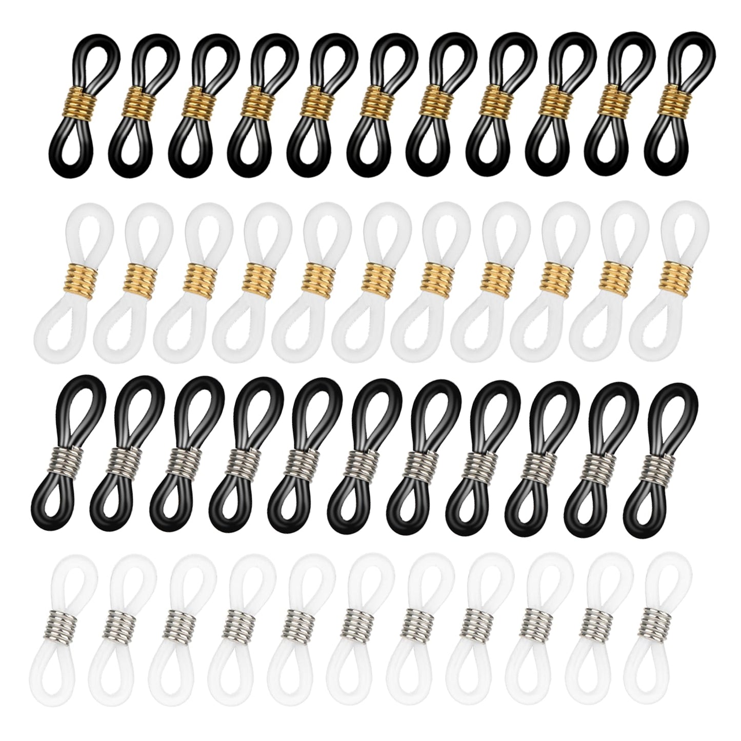 Giantree 40 Pack Eyeglass Chain Connector, Adjustable Anti-Slip Silicone Eyeglass Strap Holder Chains End Loop for Women Men Eyeglasses Sunglasses Necklace Chain Strap(Short Spring)
