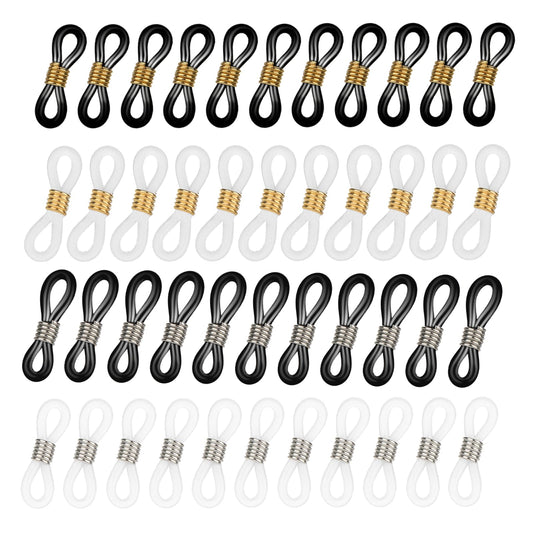 Giantree 40 Pack Eyeglass Chain Connector, Adjustable Anti-Slip Silicone Eyeglass Strap Holder Chains End Loop for Women Men Eyeglasses Sunglasses Necklace Chain Strap(Short Spring)