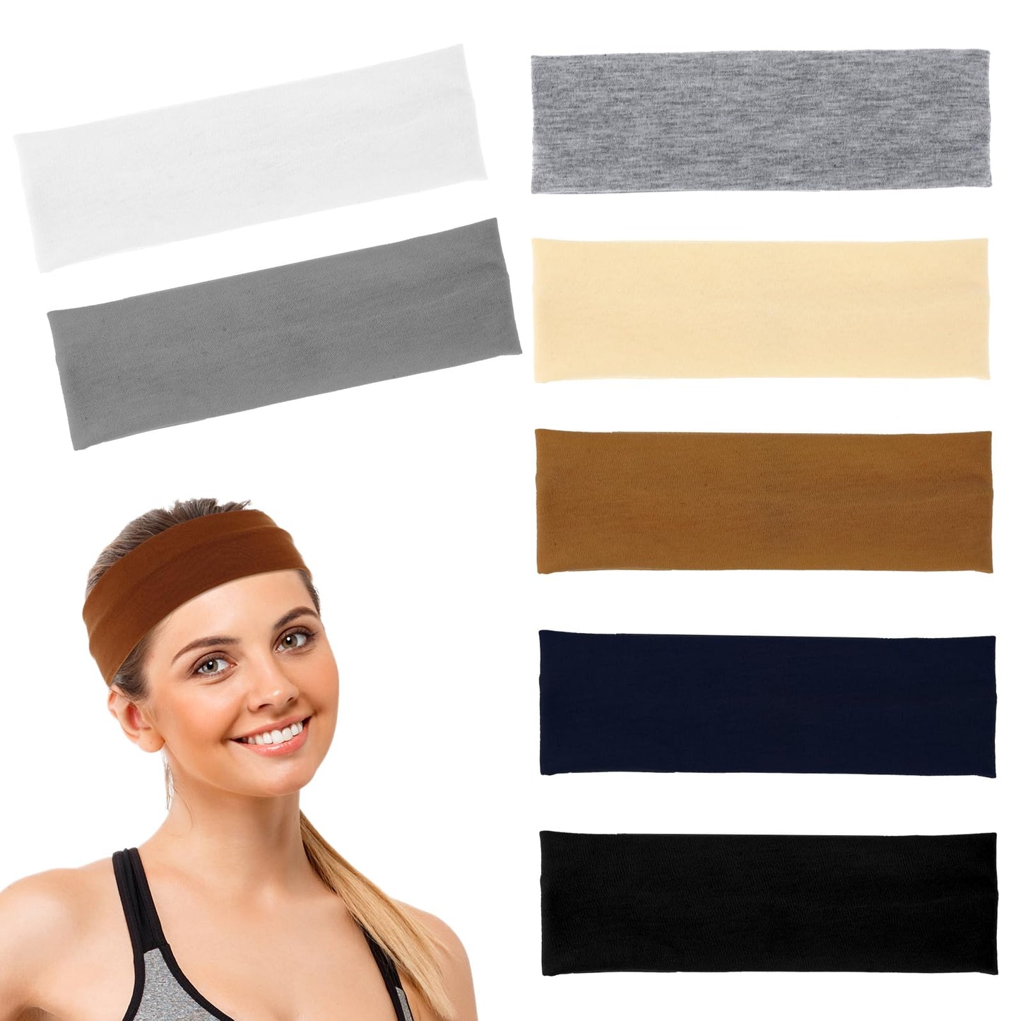 TIESOME Sweat Bands Headbands for Women, Non-Slip Sport Headband, Workout Headbands Fashion Soft Fabric Hair Band Stretchy Moisture Wicking Sweatband for Sports Running Athletic Yoga