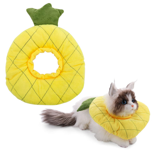 cobee Adjustable Cat Recovery Collar, Cute Pineapple Neck Cone After Surgery Soft Cat Cone Collar Kitten Pineapple Pillow Elizabeth Neck Kitten Collar After Wound Healing Protective Cone Cat Collars