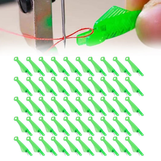AOZUO Fish Mouth Sewing Machine Needle Threader, 50PCS Fish Type Needle Threader Quick Quick Sewing Machine Loop Needle Threader Tool Simple Automatic Needle Threader(Small)