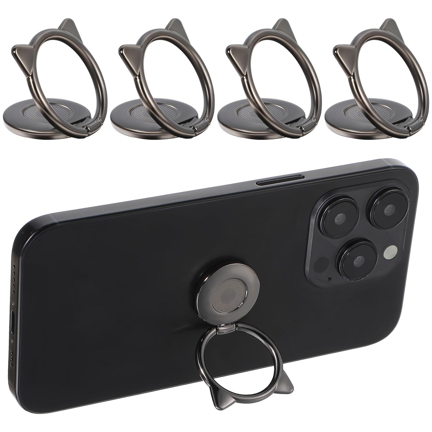 Yuanchu Pack of 4 Mobile Phone Ring Holder, Cat Design 360 Degree Rotation Mobile Phone Ring Holder Finger Universal Mobile Phone Ring Finger Holder for Smartphones Tablets and Cases