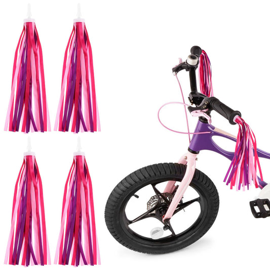 AOZUO 2 Pairs of Bicycle Tassels, Bicycle Streamers for Girls, Roller Tassel, Bicycle Streamers, Bicycle Streamers Bands, Accessories, Handlebars, Colourful Bicycle Decorations for Girls (Pink)