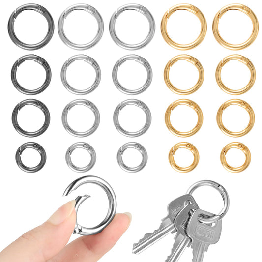 Molain 20Pcs Metal Spring O Rings Clip Keychain, Round Carabiner Clips Keyrings Snap Hook Buckle, for Key Chains Purse Shoulder Bag Chain Rings Clip Paracord Keychain DIY Crafts(Multicolor)