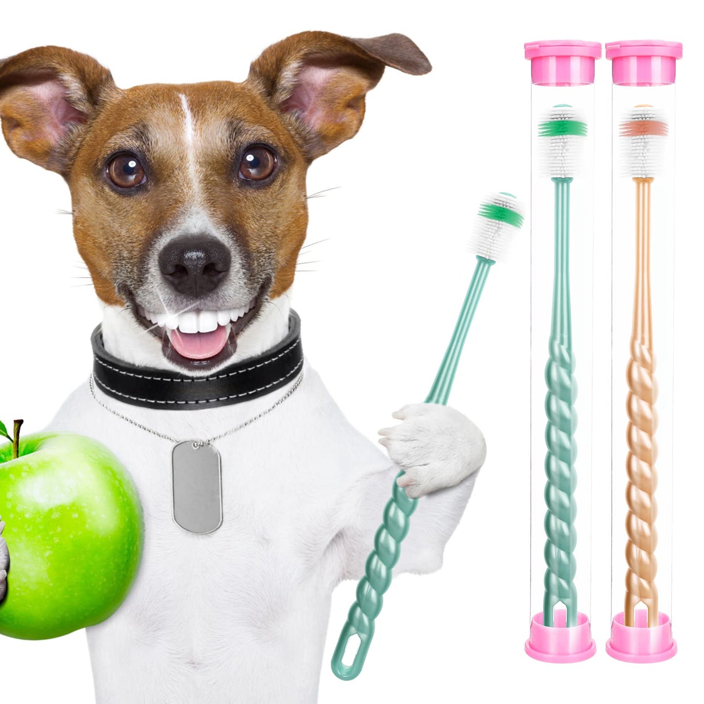 Cobee 360 Degree Cat Dog Soft Toothbrush, 2 Set Silicone Cat Toothbrushes with Storage Box Manual Tooth Brush Puppy Kitten Pet Tooth Cleaning Kit(Blue+Brown)