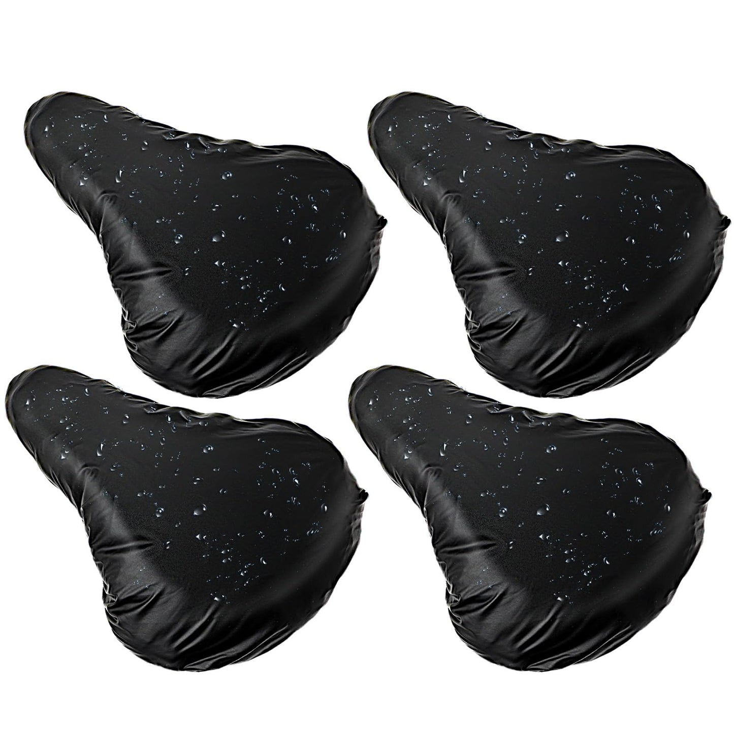 Jeffdad 4 Pcs Waterproof Saddle Covers For Bicycle, Elasticity Bike Seat Cover PVC, Bike Seat Cushion Saddle Protection For Outdoor Easy to Carry(Black,L)