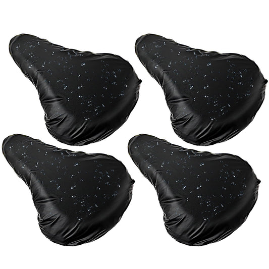 Jeffdad 4 Pcs Waterproof Saddle Covers For Bicycle, Elasticity Bike Seat Cover PVC, Bike Seat Cushion Saddle Protection For Outdoor Easy to Carry(Black,M)