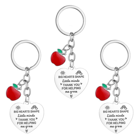 Andibro 3Pcs Thank You Teacher Keyring, Rhinestone Apple Pendant Teacher Appreciation Gifts from Students Teacher Appreciation Week Gifts End of Year Teacher Gift Easter Gifts Graduation Gifts Christm