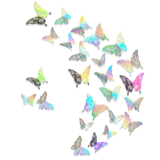 cobee 3D Glitter Wall Stickers, 36pcs Butterfly Wall Stickers Bling Openwork Butterfly Wall Decals Art DIY Craft Butterfly Sticker Decal for Home Baby Room Party Wedding TV Backdrop Wall(3 Sizes)
