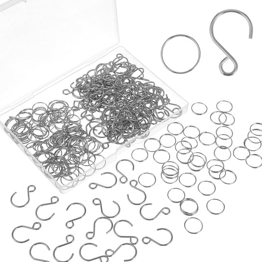 MBAIYO 300Pcs Stainless Steel Split Rings Connectors, Mini S-Shaped Hooks