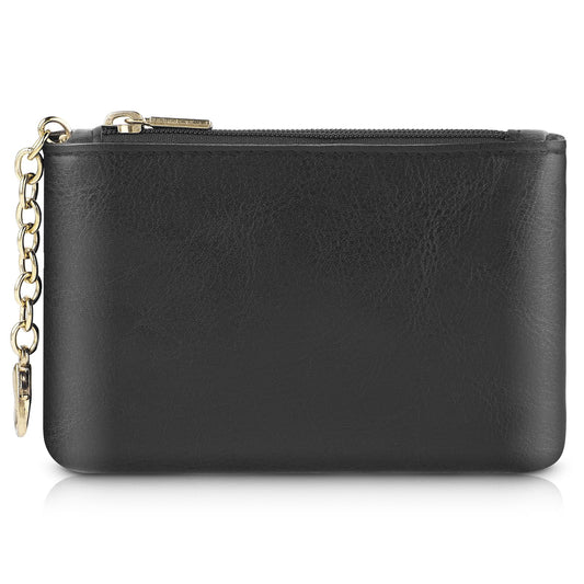 Giantree Coin Purse for Women, Vegan Leather Zipper Coin Purse Portable Coin Purse Mini Change Wallet Coin Bag for Credit Card ID Key Headset Lipstick (Black)