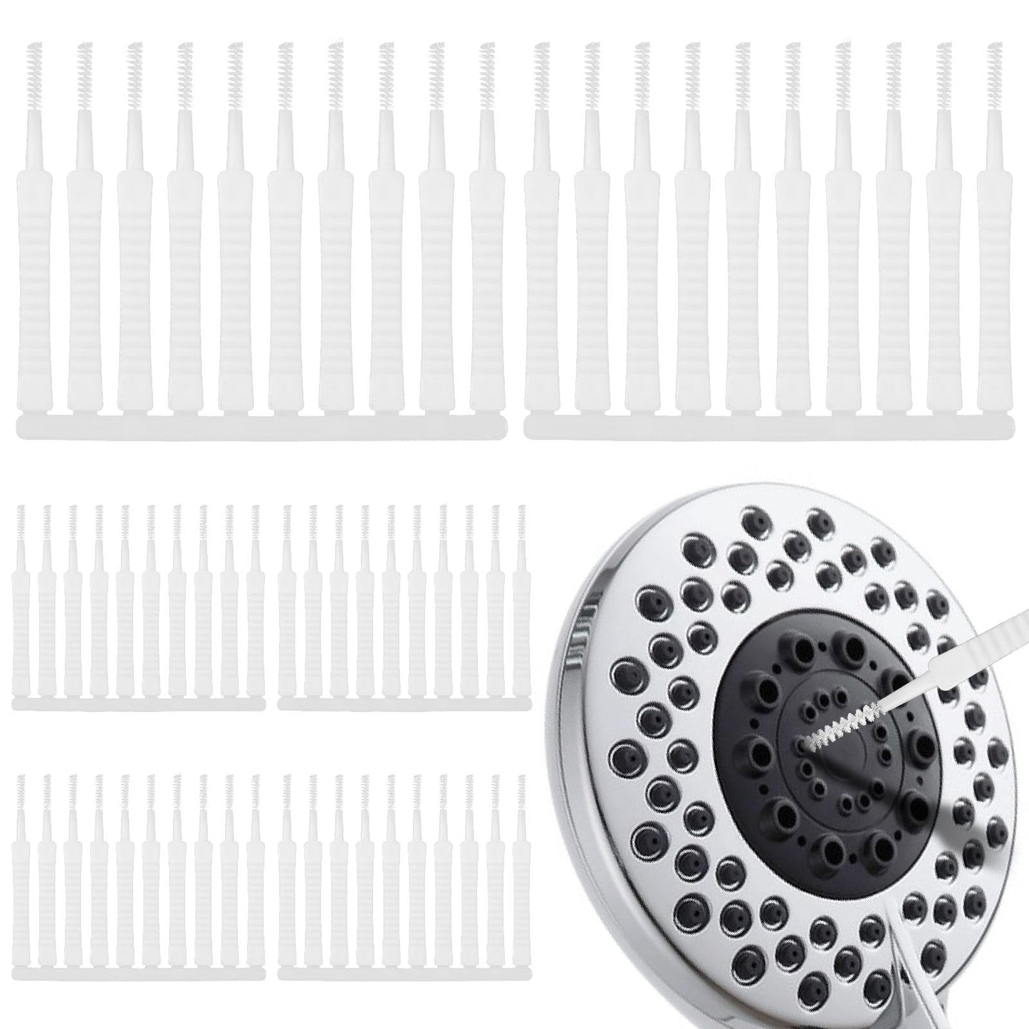 TIESOME 60 PCS Shower Head Cleaning Brush, Anti-Clogging Shower Head Cleaner Tool Small Crevice Cleaning Brushes Picks Multifunctional Hole Cleaning Brush with Nylon Bristle Non-Slip Handle