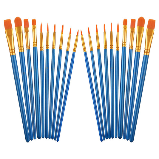 Bewudy Paint Brushes, 20 Pcs Face Paint Brushes for Children Watercolor, Acrylic Gouache and Acrylic Painting Oil Painting Suitable for Body Face Decorations, Models, Figurines, Nail Art (Blue)