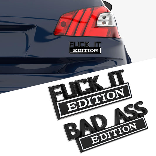 Cobee Bad Ass Edition Car Emblems, 2 Pieces 3D Auto Decals Stickers Alloy Badge Decal Replacement Auto Accessories for Grille Hood Trunk Tailgate Front Car Motorcycle SUV Decorations (Black White)