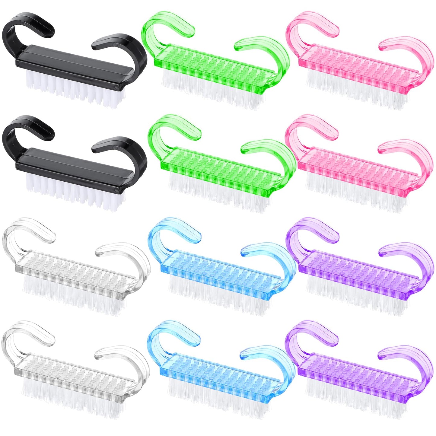AOZUO 12 Pcs Nail Brushes with Handle, Nail Brush, Hand Brush for Cleaning Fingernails, Nail Brushes, Nail Brush, Hand Cleaner, Scrubbing Tool, Pedicure, Multi-Colored