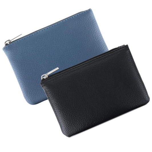 Giantree Small Wallet for Women, Cute PU Lychee Pattern Zipper Coin Pocket Portable Change Wallet Mini Coin Purse for Girl Women Ladies ID Key Headset Lipstick, 2Pcs (Black+Blue)