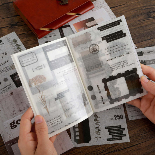 TIESOME 200 Pcs Journal Washi Sticker Book, Vintage Ephemera Scrapbook Book Adhesive Junk Journal Supplies Aesthetic Diary Decor for Journaling Supplies Pamphlet Art Paper Kits(A)