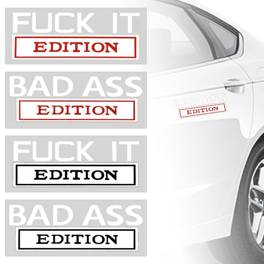 Amaxiu Bad Ass Edition Car Stickers Decals, 4 Pieces Funny Auto Bumper Sticker Self-Adhesive Car Decoration Stickers Decor Auto Accessories for Window Walls Laptop Luggage (A)