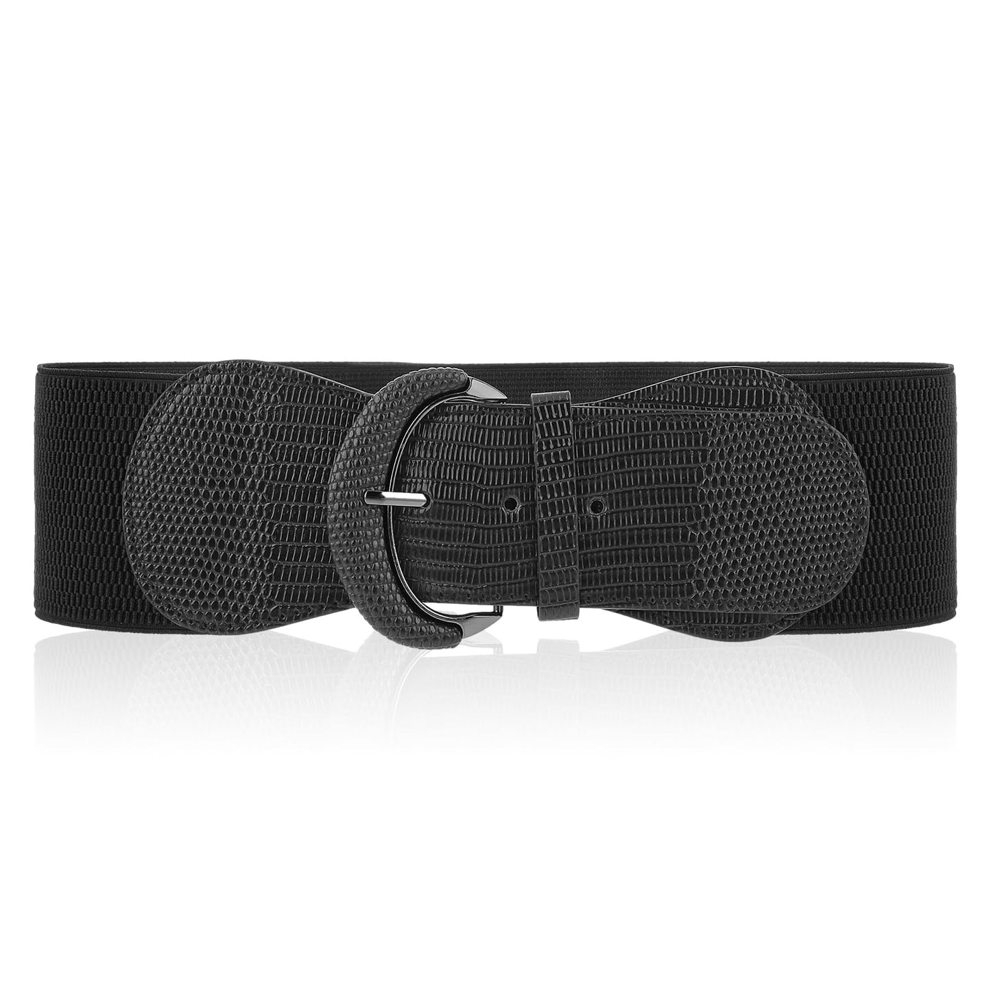 GEEHUA Women Wide Elastic Belt, Stretch Waist Belt Vintage Chunky Waistband Ladies Stretchy Belt for Dresses Jeans(Black)
