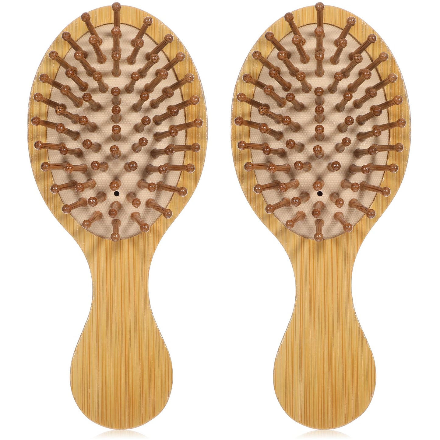 HJZHII 2 Pcs Bamboo Hair Brushes, Small Mini Hair Growth Brush for Hair Growth, Scalp Massage Brush, Bamboo Brush, Small Leather Brush