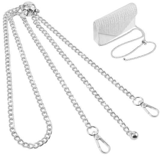 Jeffdad Sliver Purse Chain Strap, 47"/120cm Handbag Chain Strap with Small Ball Adjustment Buckle, Purse Cross Body Replacement Strap for Women Bag Purse(Sliver)