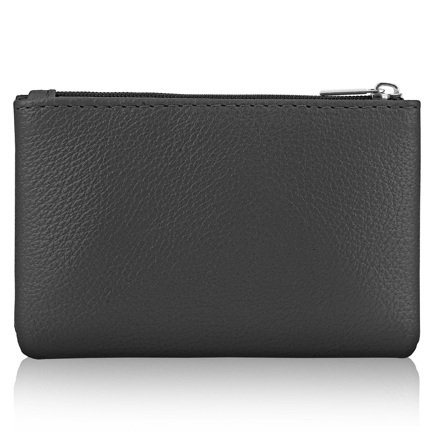 simarro RFID Blocking Coin Purse, PU Lychee Pattern Leather Zipper Coin Purse Portable Change Wallet Mini Coin Pocket Slim RFID Pouch for Men Women Credit Card ID Key Headset Lipstick (Black)