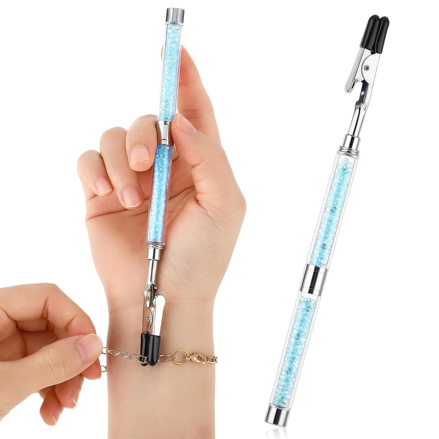 Amabro Bracelet Helper Tool, Aid Equipment Buddy Assistant Alligator Clips Bracelet Helper to Put on Yourself for Fastening and Hooking Jewelry Necklace Watch Band Clasp(Blue)