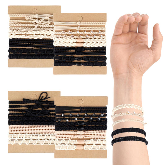 Bewudy 20 Pcs Boho Hair Tie Bracelets, Cute Elastics Hair Ties for Girls, Bracelet Hair Ties for Women, No Damage Hair Bands for Pony Tails