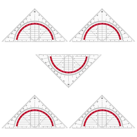 Bewudy Triangle Ruler, 5 Pack 90mm 45 Degrees Plastic Stationery Math Geometry Set for Drawing Circles, Students Office Designer Painting Technical Drawing