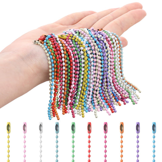 Molain 100Pcs Bead Ball Chain, 2.4mm Stainless Steel Dog Tag Necklace Chains Beaded Keychain Beads Chains for Jewelry Making Supplies Necklace Earring Bracelet Findings DIY Craft Accessories(10CM)