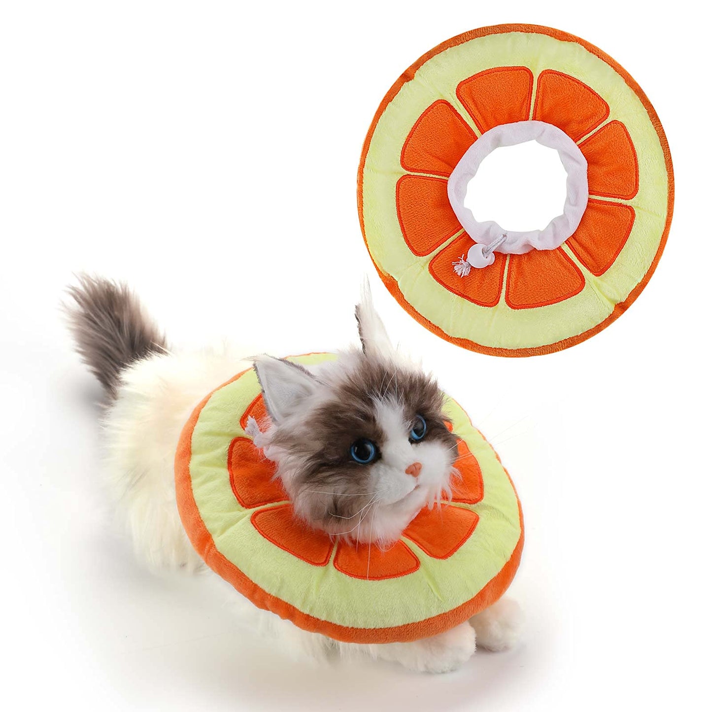 Molain Adjustable Cat Recovery Collar Cat Cone Collar Soft Cat Donut Pillow Cute Orange Neck Kitten Collars After Surgery Wound Healing Protective Soft Cone Collars for Cats Dogs Kitten Puppy(L Size)