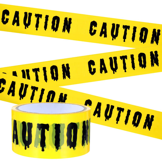 Amabro AOZUO Halloween Decorations Caution Tape, 1.9Inch x 82Feet Do Not Enter Scary Hazard Warning Tape Halloween Decorations Indoor Outdoor Fright Tape Roll for Horror Scene Party(CAUTION)