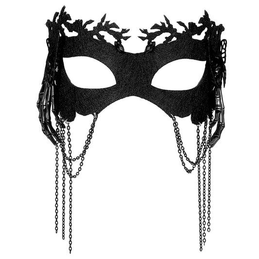 Andibro Black Masquerade Mask for Women, Eye Masks with Butterfly and Skull Elements Costume Mask for Venetian Masquerade Party Halloween Carnival Ball Proms
