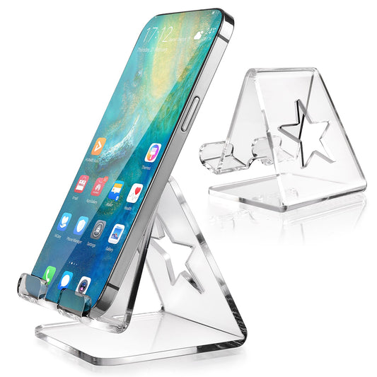 Andibro Transparent Acrylic Mobile Phone Stand, Universal Clear Phone Holder Portable Tablets Holders Non-Slip Desktop Stands Desk Accessories Compatible with All Smart Phone and Pad(A)