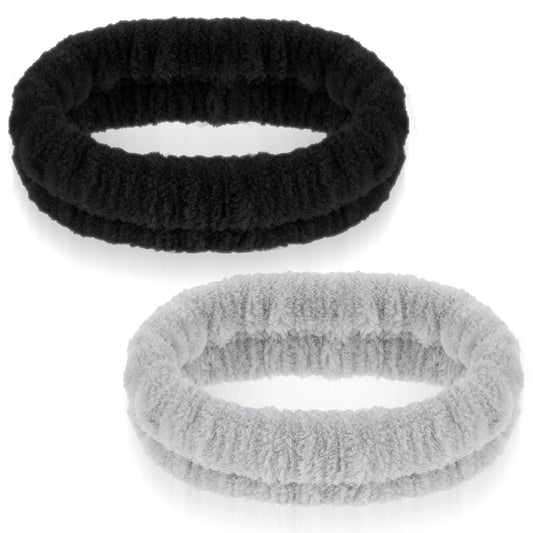 HJZHII 2Pcs Spa Headband, Make Up Headband Hair Headband for Face Washing Hair Bands Men Absorbent Elastic Skin Care Headband Wrap for Women Yoga Sports Shower Exercise