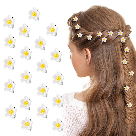 Andibro Small Hair Claw Clips, 20 Pcs Lily Mini Hair Clamps, Cute Tiny Hairclip Non-Slip Small Plastic Jaw Clips for Women Girls Teens Gifts Hair Accessories(White)