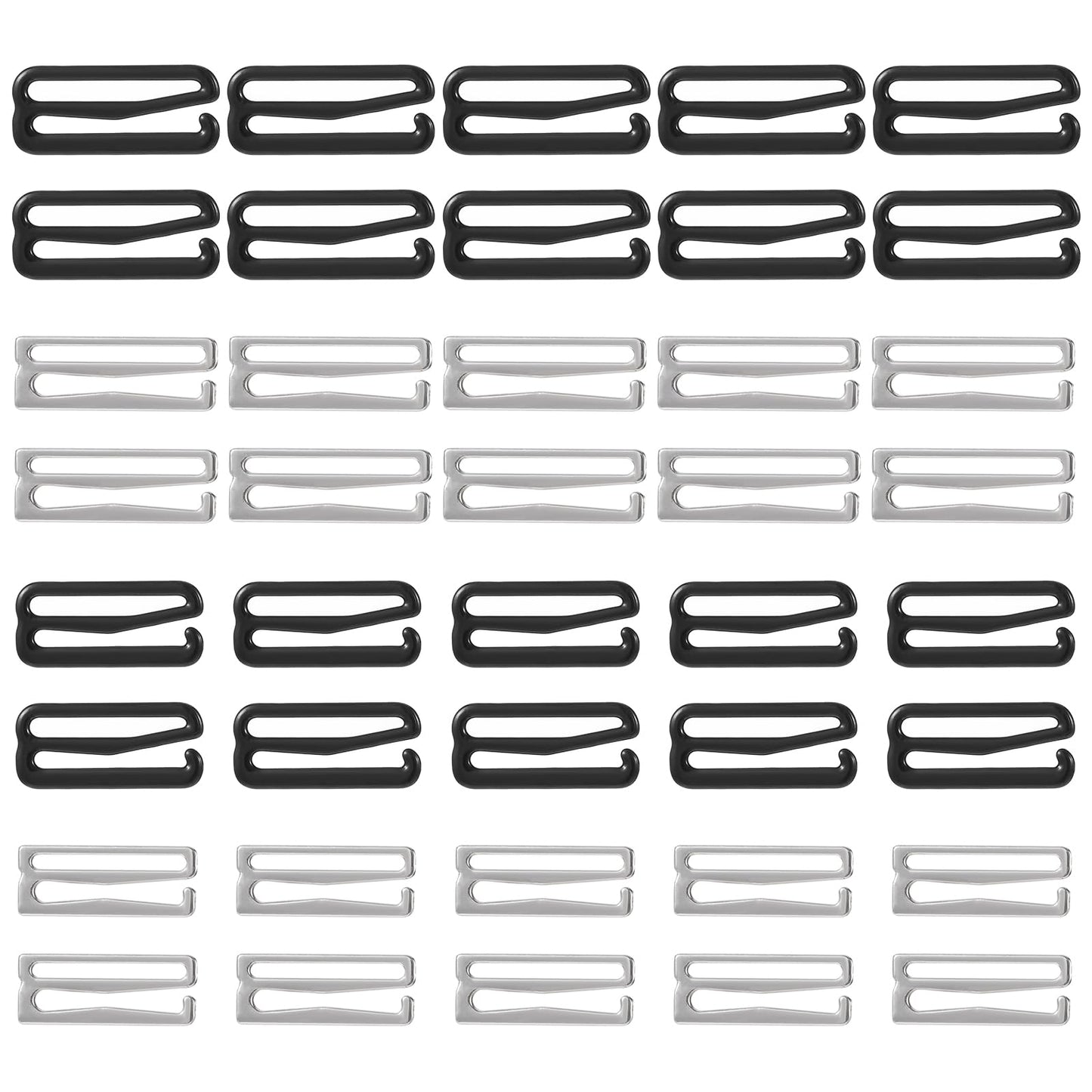 Molain 40 Pieces Swimsuit Bra Hooks Bra Strap Hook, Replacement Bra Strap Slide Hook Metal for Swimsuit Tops and Lingerie, Adjustment Slides Bra Clasp Dress Strap Shortener 2 Sizes 20 mm, 25 mm