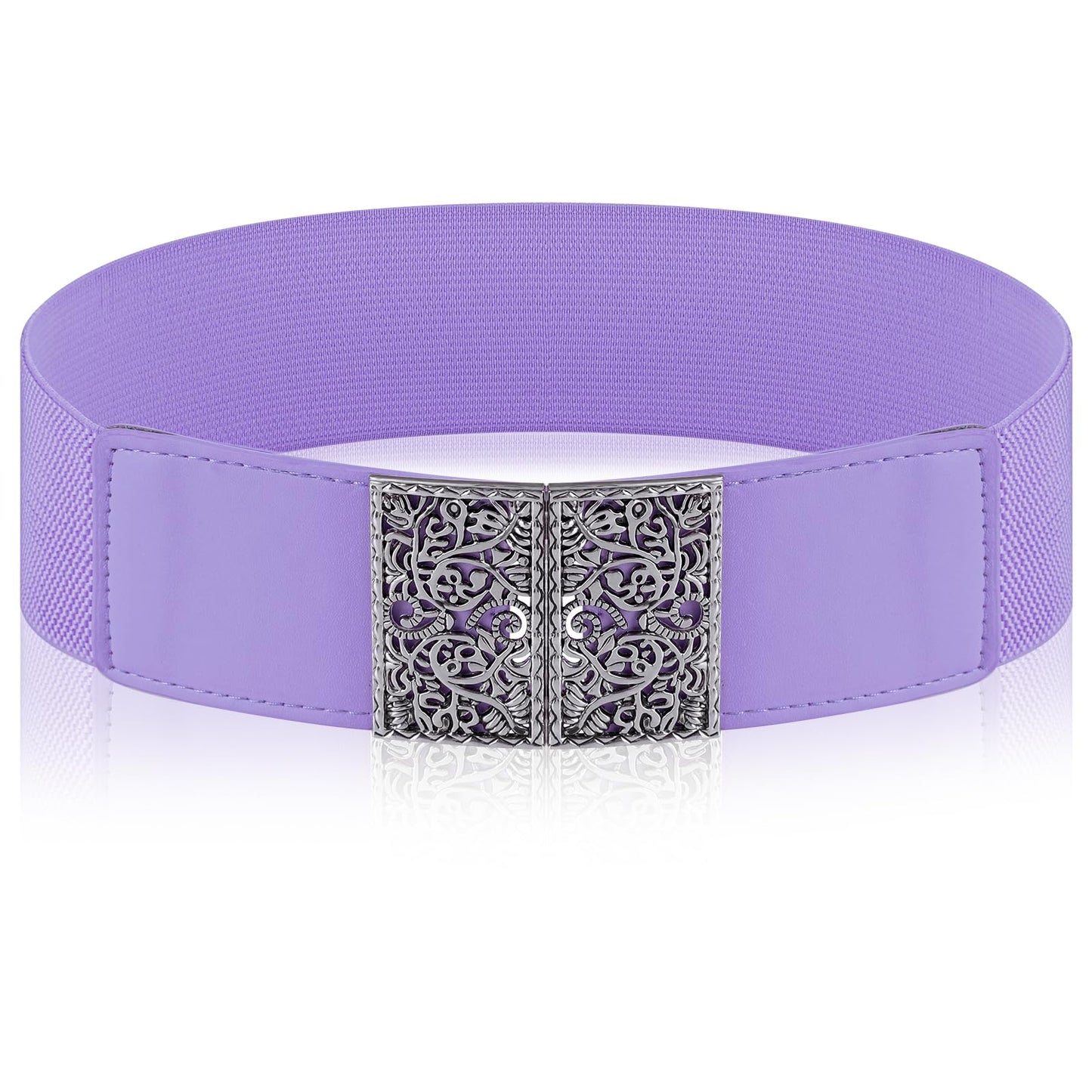 Jeffdad Adjustable Elastic Belt for Women, Women's Stretchy Belt, Wide Elastic Waist Belts for Pants Jeans Dresses(Purple)