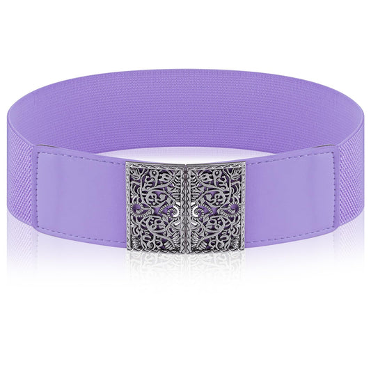 Jeffdad Adjustable Elastic Belt for Women, Women's Stretchy Belt, Wide Elastic Waist Belts for Pants Jeans Dresses(Purple)