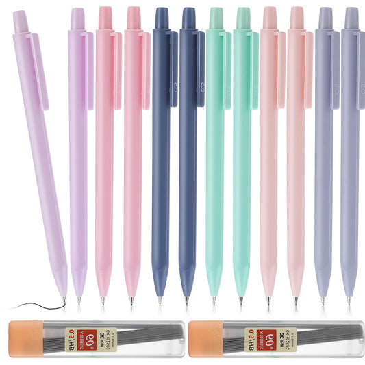 Bewudy 12PCS Pastel Mechanical Pencil with 120PCS HB Refills, Cute Mechanical Pencils 0.5mm Aesthetic Pencils Retractable Artist Pencil for Writing, Sketching, Drawing Office School Supplies