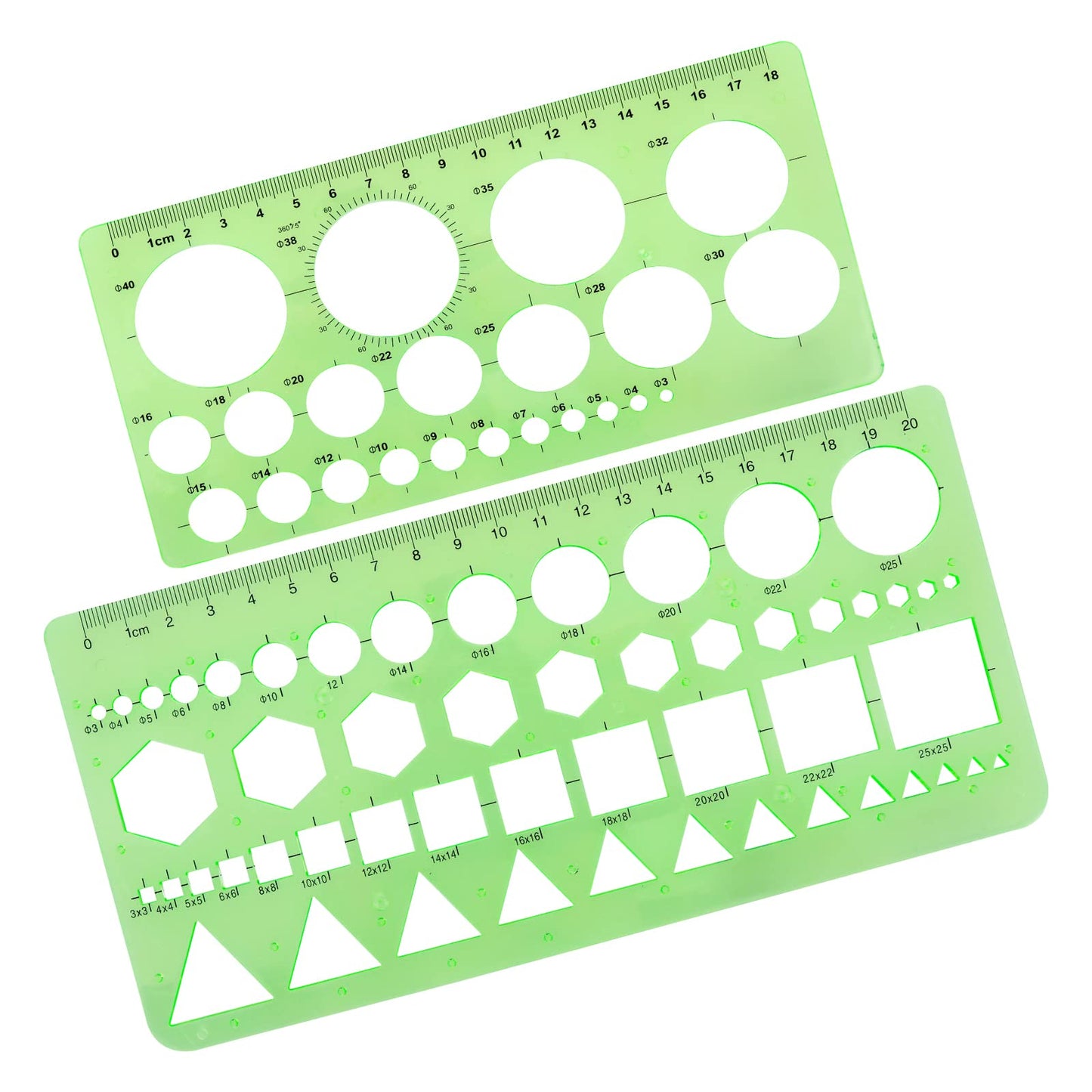 TIESOME 2Pcs Drawing Stencil, Circle Template for Drawing, Ruler Quilling Tool, Round Hole Ruler Tool, Multi-Function Round Plastic Geometric Stencil Rulers Drawing Set for Studying, Designing, Office