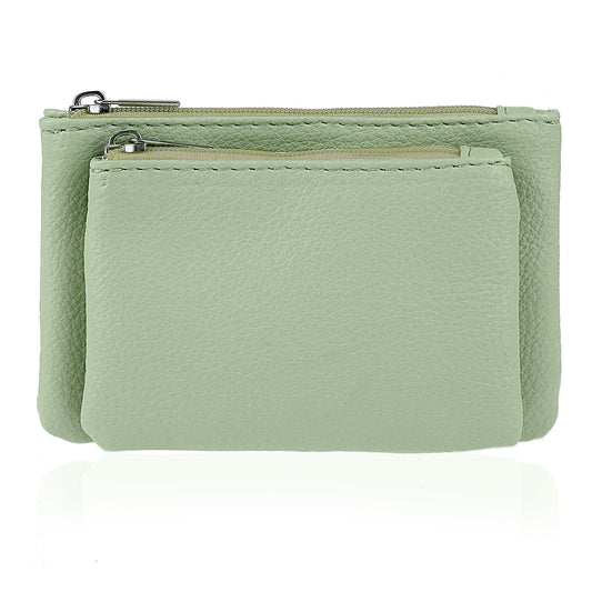 simarro Women's Coin Purse, 2 in-1 Detachable Zipper Coin Purse Portable Double Small Change Wallet for Women Coin Pocket Credit Card ID Key Headset Lipstick Storage Bag(Green)